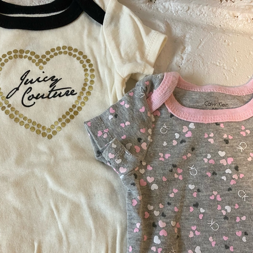 Juicy Couture and Calvin Klein Onesies Size 0-3 Mo